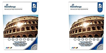 MediaRange DIN A4 Fotopapier für Tintenstrahldrucker, beidseitig matt, 140g, 100 Blatt (Packung mit 2)