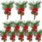 Bacucine 12 piezas de bayas de Navidad, conos de pino, púas florales artificiales, guirnalda de invierno, decoraciones de Navidad con bayas rojas, aguja de pino para manualidades, mesa, chimenea, bar,