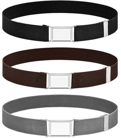 Tiardey 3 Pezzi Cinture Elastiche per Ragazzi Cinture Elastiche Elastiche con Fibbia a Gancio e Anello Cintura Elastica Regolabile per Bambini 2-15 Anni Ragazzi Ragazze