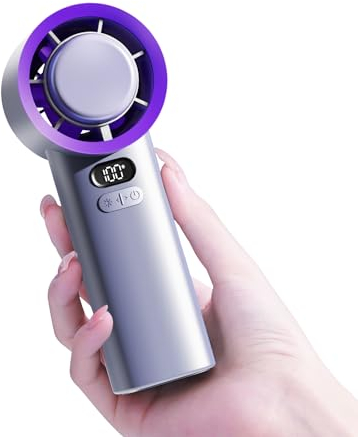Portable Handheld Fan with Cold Air Cooler High Speed Rechargeable Electric USB Personal Silent Small Battery Powerful Pocket for Outdoor Travel Purple