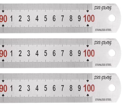 QUARKZMAN 3 Stück Edelstahl-Lineal 100 cm/40 Länge x 1/16 Dicke x 1-3/8 Breite Zoll und metrische gerade Kanten Messwerkzeuge für Holzarbeiten, Malerei, Handwerk, silberfarben