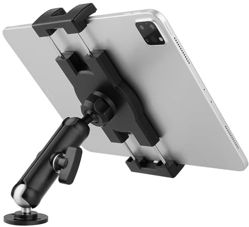 Aluminum Heavy Duty Drill Base Tablet Holder for Car,Tablet Mount for Truck,Commercial Vehicles,Dashboard,Boat and Wall Compatible with 4-12.9 iPad Pro/Mini/Galaxy Tab//Phones,Large Case Friendly