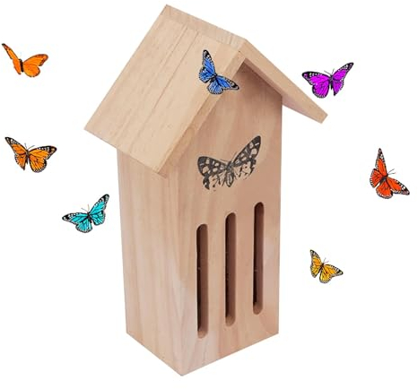 Maisons de papillons pour le jardin | Jardin d'hôtel papillon en bois – À monter sur un mur d'arbre ou à placer sur le sol, taille 28 x 9,9 x 8,1 cm maisons pour décoration de jardin