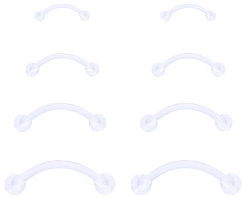 Gojewen 8er Acryl Piercing Curved Barbell Lippe Augenbrauen Helix Rook Stecker 1,2mm Flexibeler Kunststoff Plastik Augenbrauenpiercing 6-12mm
