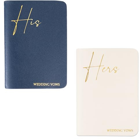 Czzmy 2 Stück Gelübdebücher für Hochzeitsgelübde,Heft für Sie und Ihn, Hochzeitsgeschenk, Goldfolie, 12 Seiten(2-Blau Weiß)