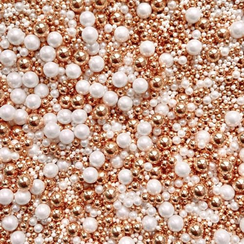 Rose Gold White Metallic Sprinkles pearls cupcake cake toppers balls 100s and 1000s rods mix blend gold wedding decoration birthday cakes cupcakes topper BOHO BEAUTY