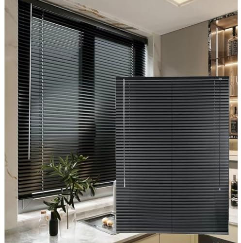 Persianas Venecianas Blackout, Estores De Ventanas Aluminio, Cortinas Enrollables Día y Noche, Estores Venecianas Metálicas con Lamas De Aluminio De 25 Mm, Negras,WxH-55x130cm/21.6 * 51in
