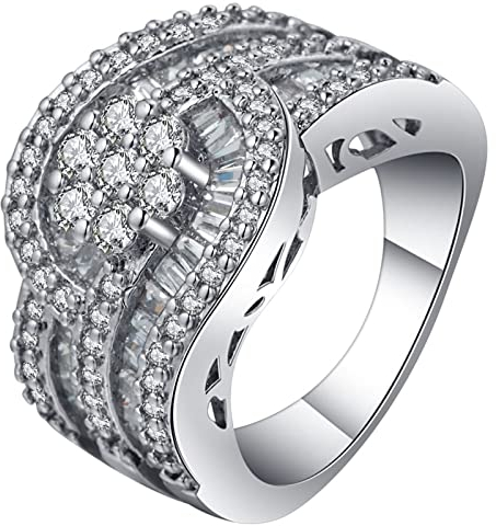Ringe Silber Zirkonia, Wedding Ring Damen Ineinander Verschlungener Ring Versilbert Schmuck Größe 57 (18.1) Komfort Fit