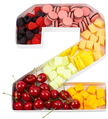 KitChocoLot Pappnummern für Charcuterie, 25,4 cm, befüllbare Charcuterie-Nummer, Zahlenbox 2 für Charcuterie, weißes Pappmaché-Briefablage für Lebensmittel, Schokolade, Süßigkeiten,