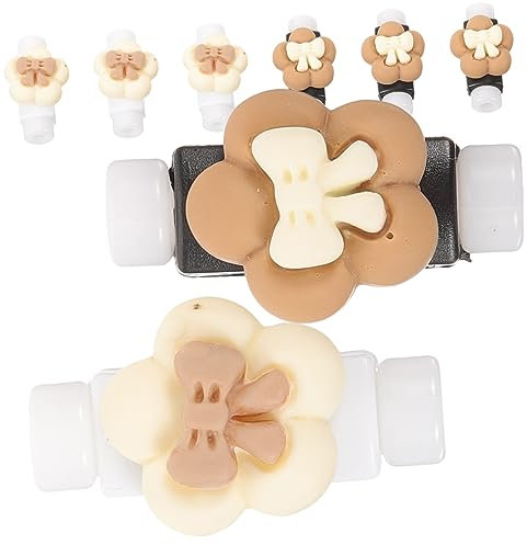 HAWILLOSCH 8 Pieces Cartoon Data Cable Protective Sleeves Lovely Charging Cable Protectors Anti-break Cord Covers 4 Beige Floral 4 Brown Floral