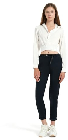 GLOWELFA - Pantalones de vestir para mujer, pantalones casuales, elásticos, pantalones de trabajo de algodón, para mujer, corte delgado para uso profesional