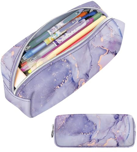 FINPAC Federmäppchen Mäppchen - Große Kapazität Federtasche Stiftetasche Schlamperbox Bleistiftbeutel Schulmäppchen für Schule Büro, Lilac Marble