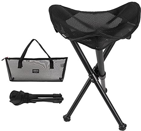 PLHBVDFWE Klappbarer tragbarer Hocker Reisestativstuhl Angelcamphocker für Outdoor-Camping Wandern Jagd 3 Beine Stuhl