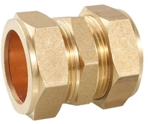 Brass Compression Union Fitting Equal Coupler Connector with Copper Ferrule Ring Fit 4/6/8/10/12/14/15/16/18/20mm Tube OD RUAJOGYNVM(20mm)