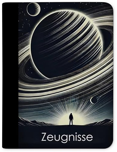 CreaDesign, Kinder Zeugnismappe Mädchen Planeten mit 10 Klarsichthüllen, A4, 26.7 x 32.7 x 1 cm, Rücken schwarz