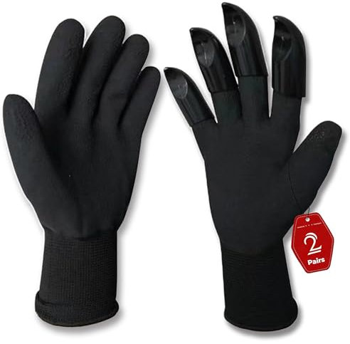 LIBRNTY Guanti da Giardino,Guanti da Giardino con Artigli, Guanti da Giardino Impermeabili Premium Guanti da Lavoro con Guanti da Genio da Giardino con Artigli per Scavare e Piantare (nero)