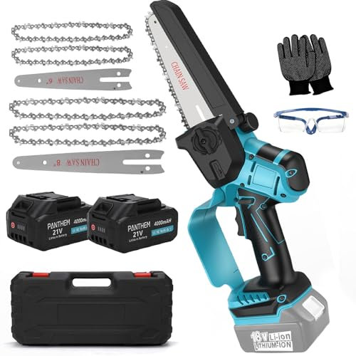 Mini Tronçonneuse à Batterie 8000mAh, 6 8 Pouces pour élagage avec Batterie et Chargeur, Tronçonneuse électrique sans fil électrique, petite scie à chaîne scie à batterie ciseaux de jardin