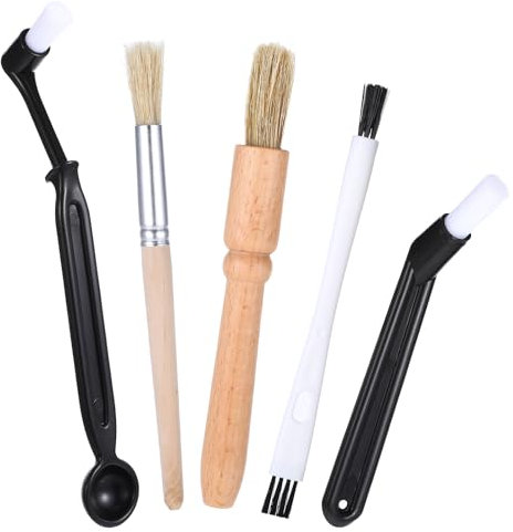 JJUNW 5 Stück Kaffee Pinsel Set, Kaffee Reinigungsbürste Kleine Espressomaschinen Reinigungspinsel Holz Griff Kaffeepinsel für Kaffeemaschine Group Kopf (5 Stile)