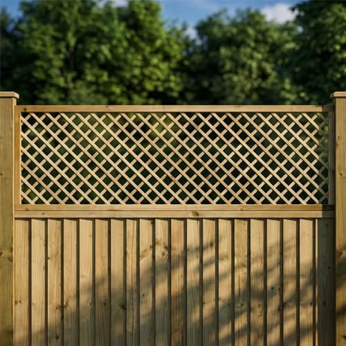 Diamond Fence Panel Topper 6ft x 2ft Framed Garden Trellis Wooden 5pk | 182.8cm x 60cm, Decorative Lattice, Wall-Mount or Add Extra Height & Privacy, Treated, Ideal Support for Plants & Vegetables