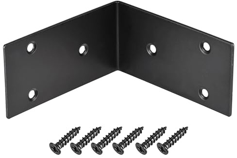 TA-VIGOR Heavy Duty L Brackets, 100x100x50mm Black Stainless Steel Corner Braces, 90 Degree Brackets with Screws, Metal Support Bracket Plates for Shelves Furniture 4 Pcs