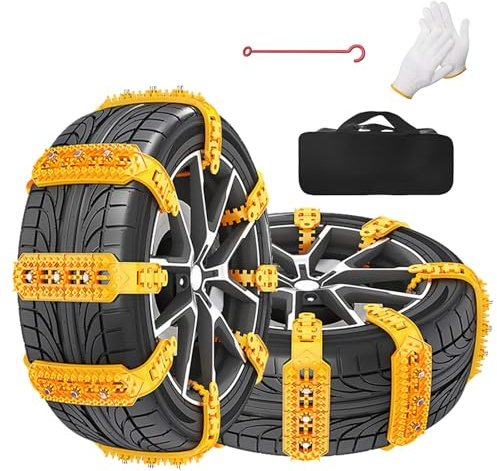 Chaînes à neige voitures universelles, Chaine Pneu Voiture 16PCS 165-265MM, Chaine Voiture pour SUV, MPV, Camion, TPU materia, pour Glace, Neige et Routes Glissantes, Traction d'Urgence
