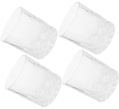 FONDOTIN 4 Pezzi Bicchieri Whisky in Vetro Inciso Calici da Vino Eleganti e Bar Accessorio per Cocktail Brandy e Distillati