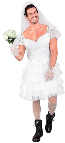 W WIDMANN MILANO Party Fashion - Costume da sposa per uomo, abito e velo, per addii al celibato, carnevale, feste a tema