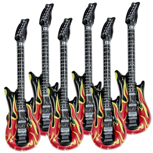 Peosaard Chitarra Gonfiabile, Chitarre gonfiabili per Bambini, Chitarra Gonfiabile in PVC Impermeabile 6 Pezzi, Giocattolo da 36, 6 Pollici, Strumenti gonfiabili per bomboniere, per Bambini