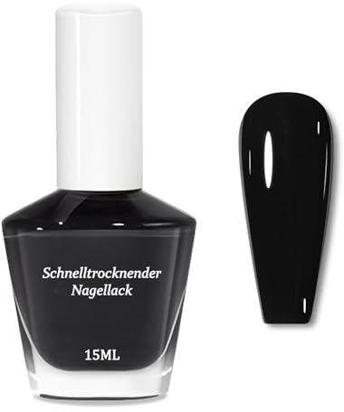Smalto per unghie nero ad asciugatura rapida, 15 ml, con finitura cremosa, lucida uniforme, ad asciugatura rapida, a lunga durata, atossico, per manicure fai da te, senza lampada UV, vernice colorata