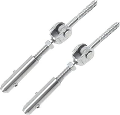 2 pièce Tendeur Cable Inox pour Cable Acier 2mm-8mm, Terminal pour Fil Inox Métallique Terminal À Vis pour Rampe De Câble D'escalier, angle réglable à 180°(G,3mm)