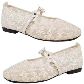 Generisk 2026 damballerinaskor av spets, sommarsandaler av nät, fritidsskor, lätta, lämpliga för arbete, strand och andra tillfällen, Beige A, 36 EU