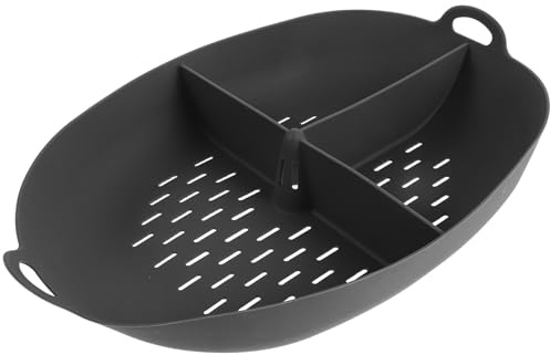 RUNROTOO Cesta vaporera de silicona, inserto para olla de vapor con asa, bandeja de vapor dividida compatible con TM7, accesorio para cocinar verduras en la cocina del hogar.
