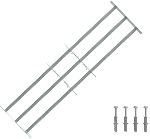 QUAHEAS Rejilla de seguridad para ventanas de acero galvanizado con 3 travesaños ajustables 930-1740 mm, 3 unidades, para protección contra robos en madera, plástico, marco de aluminio, ideal para