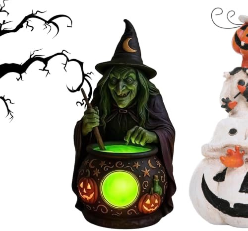 Häxaljus Halloween Häxa Kittel Skrivbordsdekoration | Gotisk Nattduksbordslampa För Hyresgäster Och Dekoratörer Lägenhet Vardagsrum Sovrum Kontor Studentrummet Bokhylla