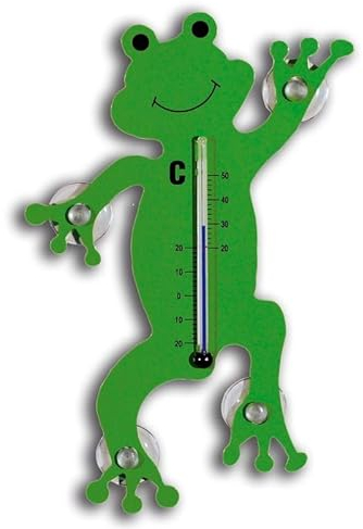 Frog Thermometer with sucker 13,7 x 6,3 cm GREEN - ideal for window (indoor and outdoor) - Temperature scale: da -20°C a +50°C