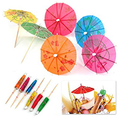 SHATCHI 72/144 Cocktail Umbrellas Mini Paper Tropical Summer Party Food Drink Cup Cake Decorations Picks Sticks Cocktail Accessories, Assorted Parasol