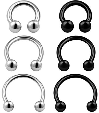 KJM FASHION 6 STK Chirurgischer 316-l-stahl Eloxiert Circular Barbell 1,2 mm 16 g 6mm 8mm 10mm 3mm Kugel Cartilage Septum Nose Lip Ohrringe 0271
