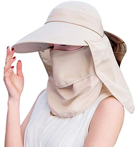Yixda Damen Sommer Kappe Hut Faltbarer Anti-UV Fischerhut Sonnenhut mit Nackenschutz