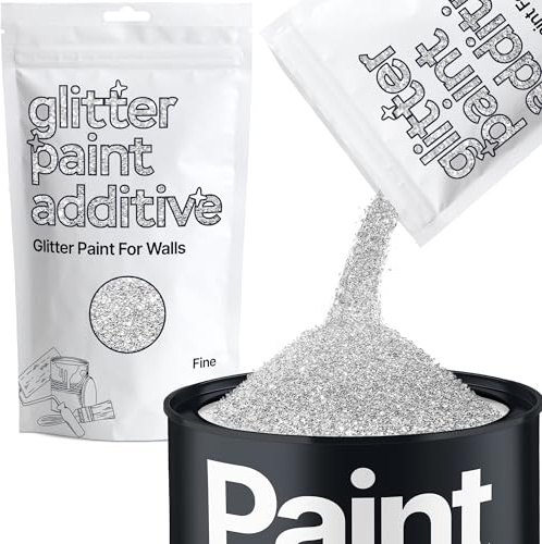 Hemway Silver Glitter Paint Additive Fine 100g for Adding Sparkle to Paints & Varnish | Paint Walls Sparkly Add to Emulsion, Acrylic or Lacquer Indoor