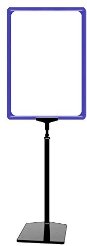 12 Plakatständer DIN A3 Rahmen blau, Ständer Kunststoff schwarz, Teleskopständer mit Fuß eckig und Stahleinlage, Kundenstopper höhenverstellbar bis 68 cm, Aufsteller