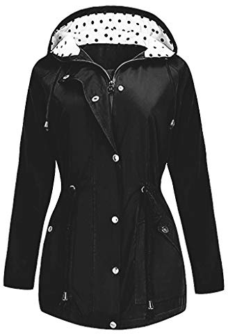 Yowablo Damen Windbreaker Übergangjacke Lange Regenjacke mit Kapuze Jacke Mantel
