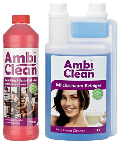 AmbiClean Entkalker für Kaffeevollautomaten & Kaffeemaschinen (Set (Flüssigentkalker+MilkClean))