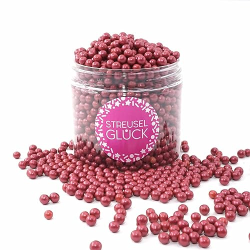 Streusel Pure Love bordeaux dunkelrot 180g Zuckerperlen - STREUSEL GLÜCK - Zuckerstreusel Kindergeburtstag Weihnachten Tortendeko Cupcakes Muffins Christmas Kuchenstreusel Plätzchen Torte
