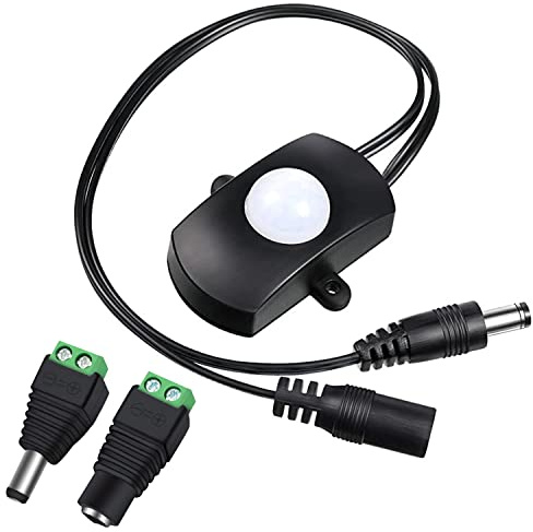 Greluma 1 Stück Mini-PIR-Bewegungssensor Schalter, DC 5-24V 2A Anwesenheitssensorschalter für LED-Streifenlicht