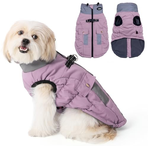 Savlot Hundejacke Wasserdichter Hundemantel Reflektierende Jacke für kaltes Wetter mit weichem Fleecefutter Warmer Mantel für Hund Indoor & Outdoor Camping Wandern Rosa M