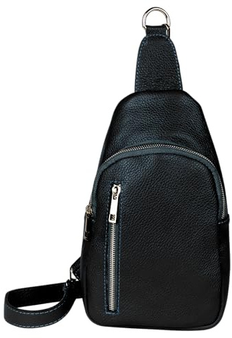 Cas8 Bodybag für Damen GRETA - aus Leder Made in Italy, kompakte Umhängetasche, Crossbody Bag, Brusttasche, echtleder, längenverstellbarer und abnehmbarer Schultergurt, schwarz