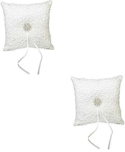 ABOOFAN 2stücke Ringkissen Hochzeit Aus Satin Mit Glitzersteinchen Für Trauung Leicht Und Tragbar Mit Halteriemen Für Ringträger Elegantes Design Für Romantische Zeremonien