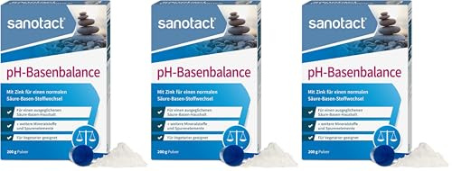 sanotact pH-Basenbalance Pulver • 200g Basenpulver zum Einnehmen • Entsäuerungskur mit Mineralien & Spurelementen • Basenpulver für normalen Säure-Basen-Stoffwechsel (Packung mit 3)