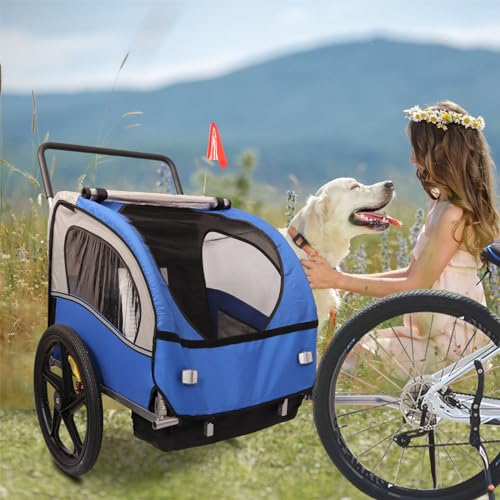 Rimorchio per bicicletta 2 in 1, doppio sedile dietro rimorchio per bicicletta, per bambini e bambini