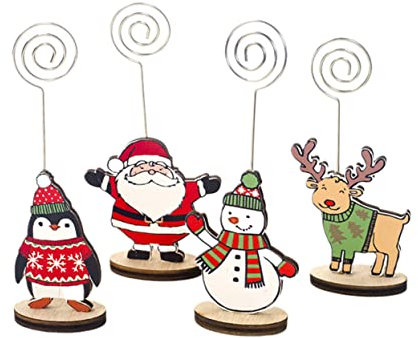 Operitacx 12st Halter Für Weihnachtsnotizen Platzkartenhalter Für Den Tisch Tischnamensschild Kartenhalter Für Den Weihnachtstisch Weihnachten Bambus Schreibtischklemme